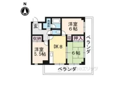 レークマンション(3DK/6階)の間取り写真