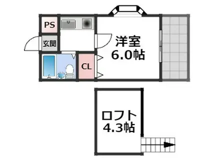 桜・リバーテラス(1K/1階)の間取り写真