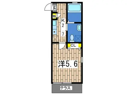 FERIO東戸塚(1K/1階)の間取り写真