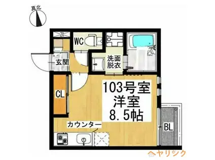 GRANDTIC大曽根(ワンルーム/2階)の間取り写真