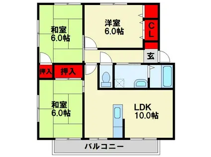 ヴァンヴェール青葉台IA棟(3LDK/2階)の間取り写真