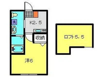 カーサ・セレーナ高田東(1K/2階)の間取り写真
