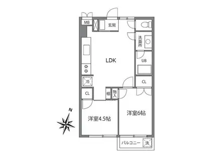 パールハイツ柴崎(2LDK/3階)の間取り写真