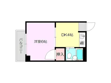 時山クリーンハイツ淡路(1DK/4階)の間取り写真