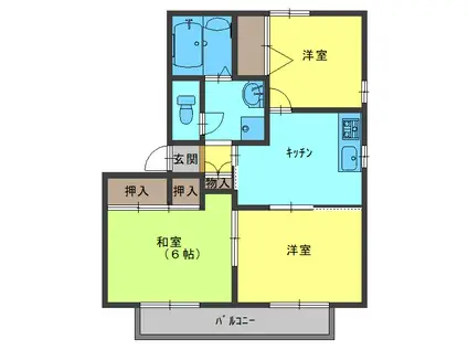 ヴィレッジ桂林E(3K/2階)の間取り写真