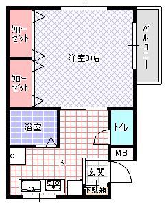 ファミーユ(1DK/3階)の間取り写真