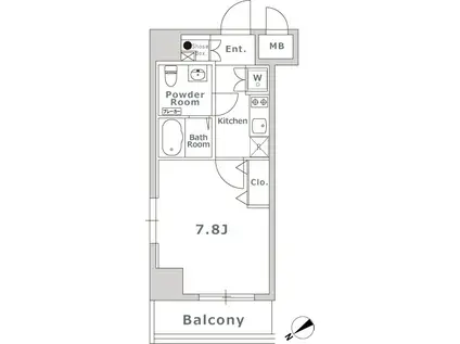 エスリード芝浦ベイサイド(1K/7階)の間取り写真