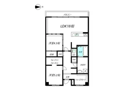 MAC根塚コート(2LDK/3階)の間取り写真