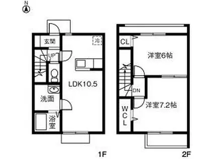 ルミエール白河 A(2LDK/1階)の間取り写真