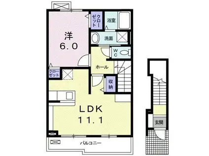 メゾン・オーブ I(1LDK/2階)の間取り写真