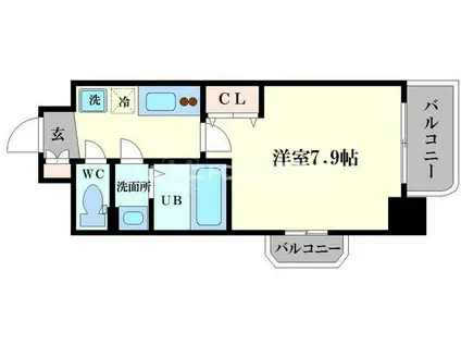 ラグゼ森之宮(1K/11階)の間取り写真