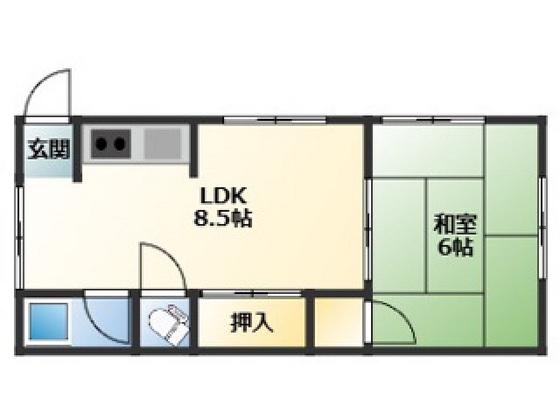平和マンション(1LDK/3階)の間取り写真