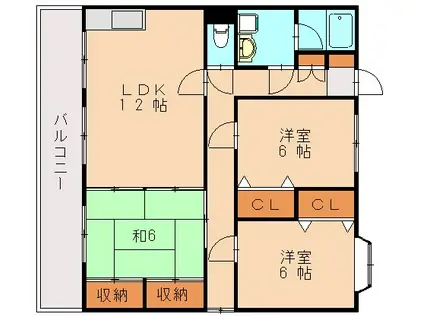 サンコウ舞松原II(3LDK/3階)の間取り写真