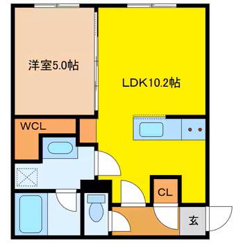 グローリア春日(1LDK/1階)の間取り写真