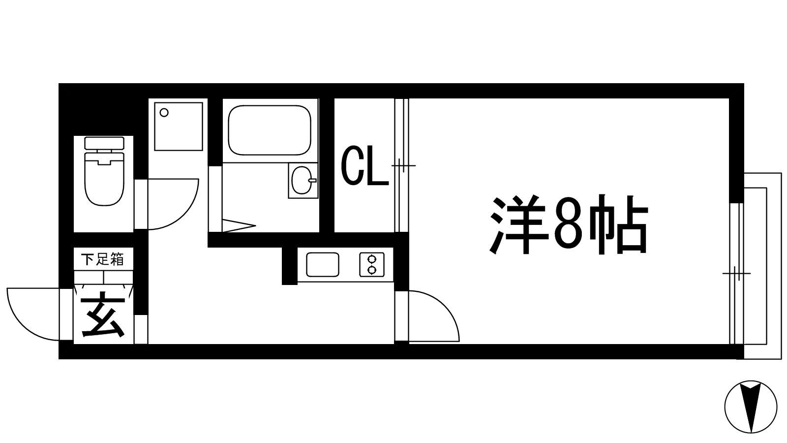 レオネクストめふ(1K/1階)の間取り写真