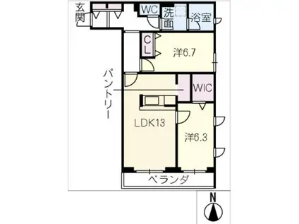 AVANCE ISSHA(2LDK/3階)の間取り写真