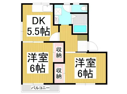 フレグランスひらせA(2DK/2階)の間取り写真