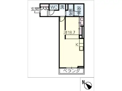 シャーメゾン ル シエル(ワンルーム/2階)の間取り写真
