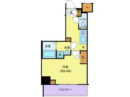 クレヴィスタ横浜矢向(1K/6階)の間取り写真