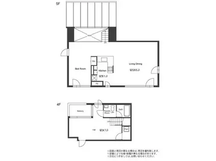 グランカーサ六本木(1LDK/4階)の間取り写真