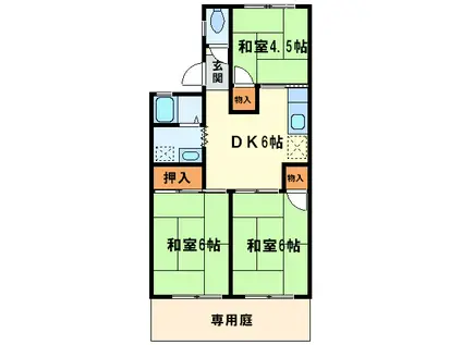 ハイツ二色(3DK/1階)の間取り写真