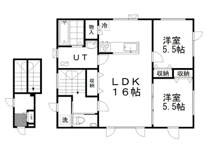 文苑4丁目7番テラスハウス(2LDK/2階)の間取り写真