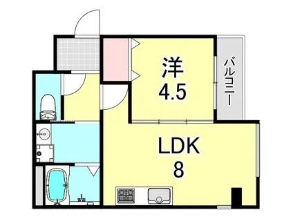 クレール西多聞(1LDK/2階)の間取り写真