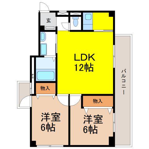 コンテッサトーレ(2LDK/4階)の間取り写真