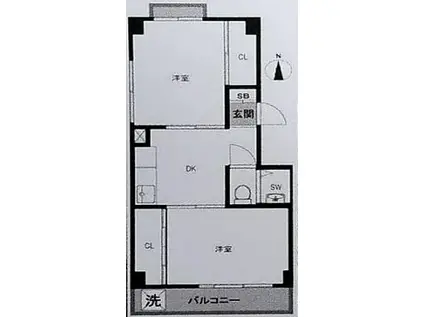 サンハイツ金井町(2DK/4階)の間取り写真