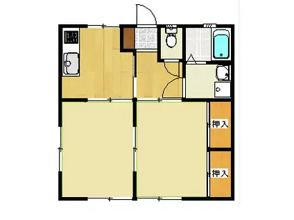 ライフピア神川(2DK/1階)の間取り写真