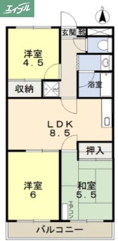 成和第3ビル(3LDK/1階)の間取り写真