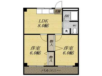 メゾンイン宝塚(2LDK/3階)の間取り写真