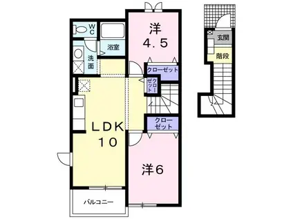 ハイツ愛里洲II(2LDK/2階)の間取り写真