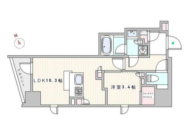 ザ・ライオンズミレス蔵前(1LDK/14階)の間取り写真