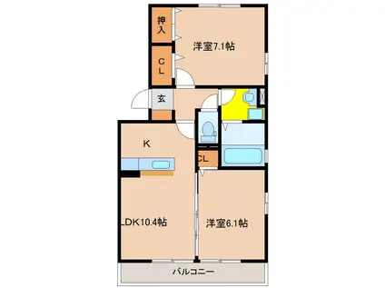 サニーコートヴィラ(2LDK/2階)の間取り写真