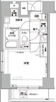 ロメック錦糸町(1K/6階)の間取り写真