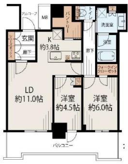 シエリアタワー大阪堀江(2LDK/38階)の間取り写真