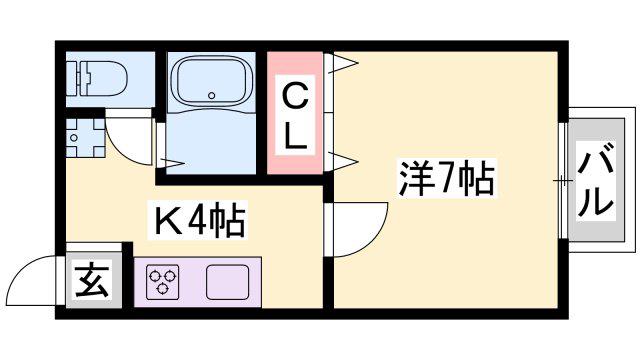 シャトーブルー(1K/2階)の間取り写真