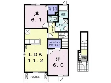 W・クイーンバリー B(2LDK/2階)の間取り写真