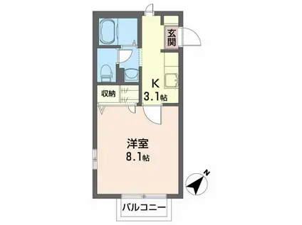 イースト・I(1K/2階)の間取り写真