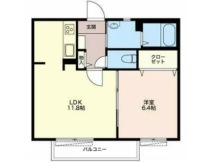 エスト B(1LDK/1階)の間取り写真