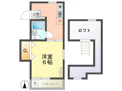 シックヴィラヨーコーII(1K/2階)の間取り写真