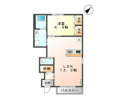 ガーデンコート上乃木(1LDK/1階)の間取り写真