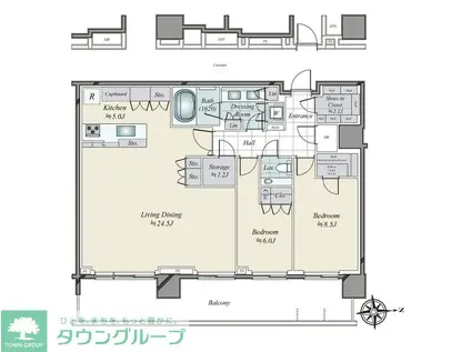 HARUMI FLAG SUN VILLAGE T棟(2LDK/50階)の間取り写真