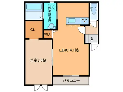 BLANC 934A(1LDK/1階)の間取り写真