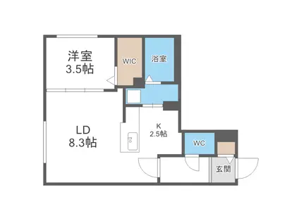 リッツグランデ八軒(1LDK/2階)の間取り写真