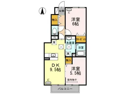 メゾンルミエール(2DK/1階)の間取り写真