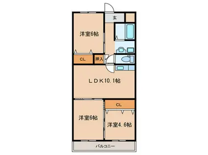 ダイヤモンド岩倉(3LDK/2階)の間取り写真