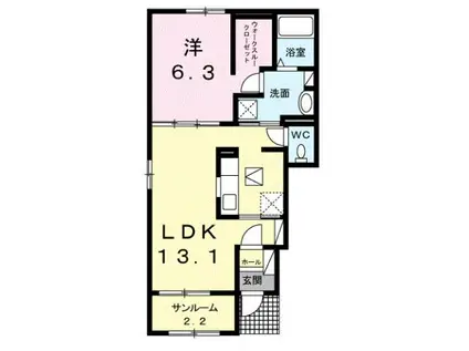 ケーズコート岩出(1LDK/1階)の間取り写真