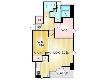 プラウドタワー名駅南(1SLDK/13階)の間取り写真